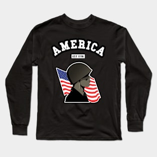 🦅 America Strong, 1776, American Flag, Patriotic Long Sleeve T-Shirt